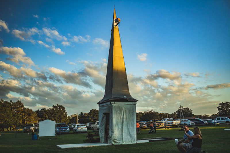 Church steeple mini golf challenge at Harvest Holler Corn Maze and Pumpkin Patch